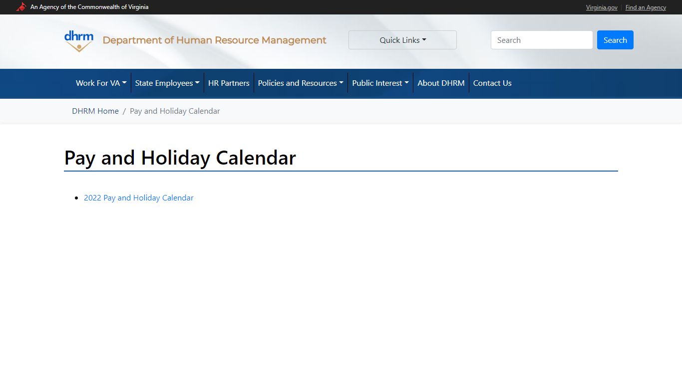 Pay and Holiday Calendar - DHRMWeb